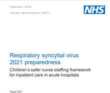 Respiratory syncytial virus 2021 preparedness: Children’s safer nurse staffing framework for inpatient care in acute hospitals